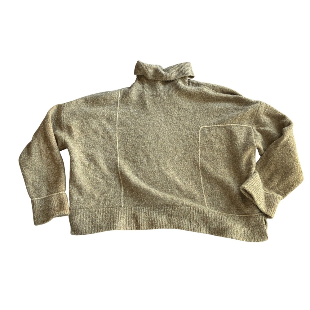 Staccato Mock‎ Turtleneck Sweater Womens L Pebbled Sand Oversized Crop Scandi